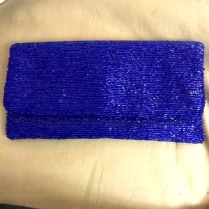 Vintage Moyna royal blue beaded clutch